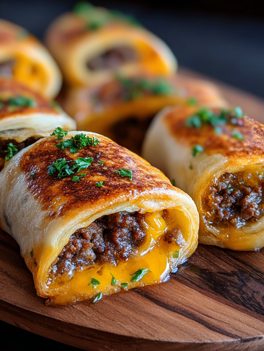 Easy Garlic Butter Beef Cheeseburger Rollups