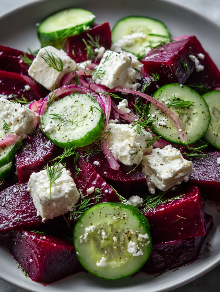 Beet Salad with Feta, Cucumbers, and Dill