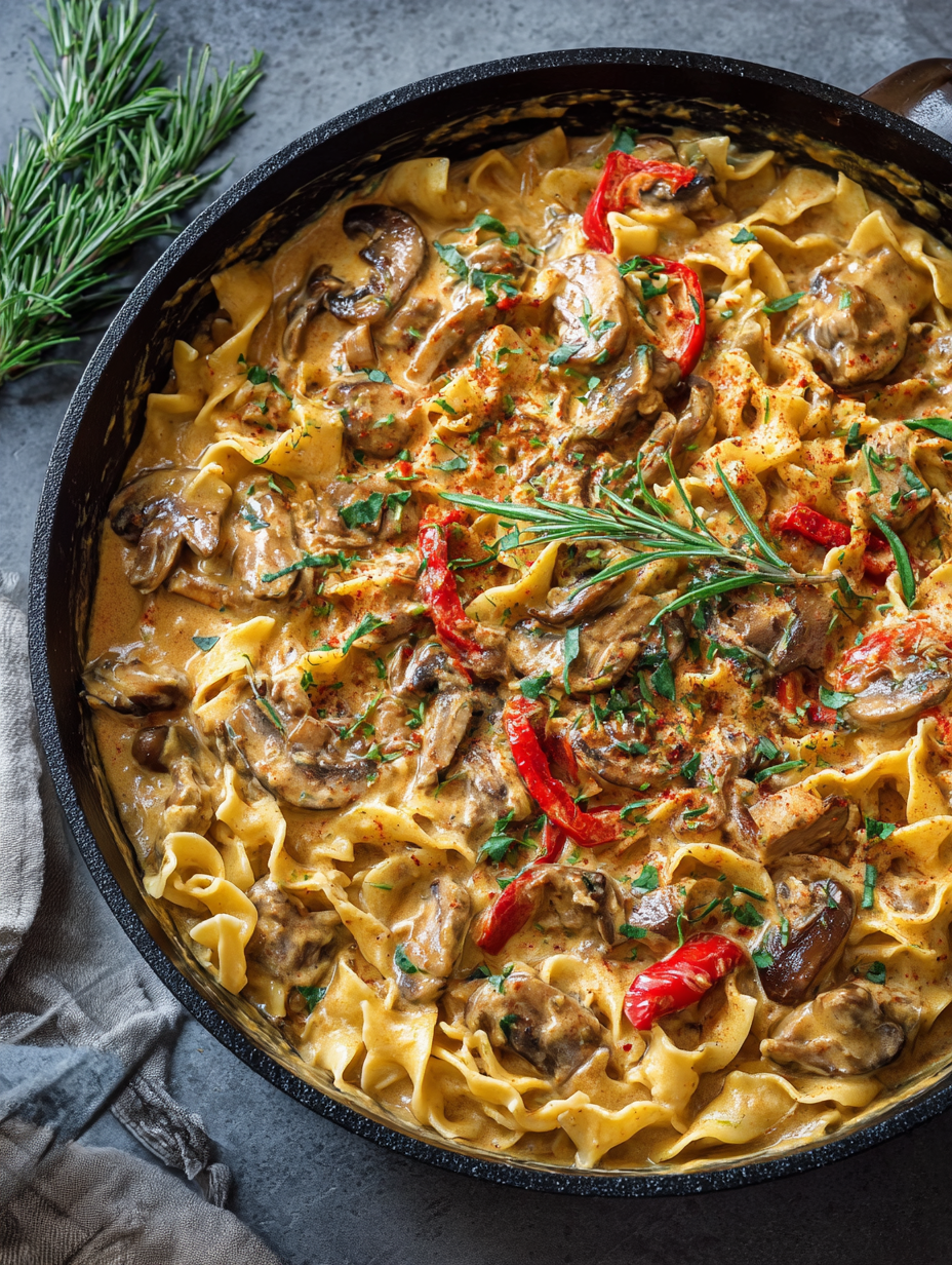 Vegetarian Stroganoff with Mushrooms and Vegetable Cream (Vegan Mushroom Stroganoff)