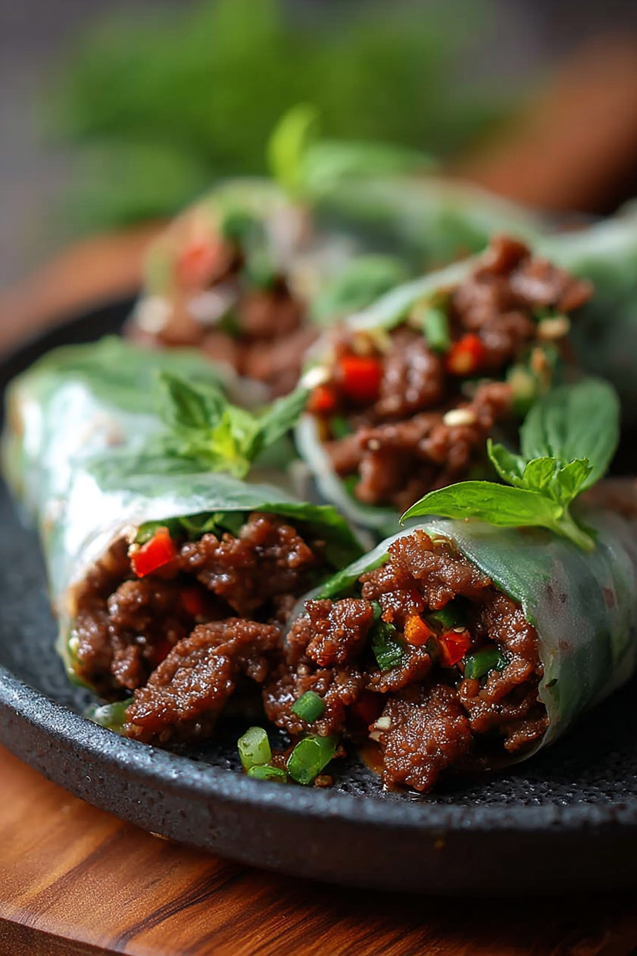 20 Minute Thai Basil Beef Rolls