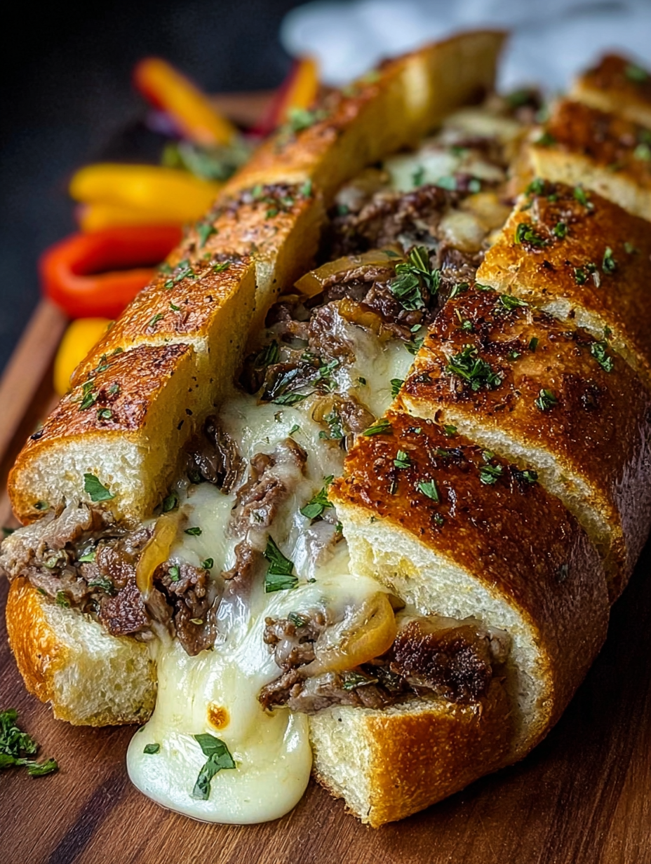 Cheesesteak-Stuffed Garlic Bread