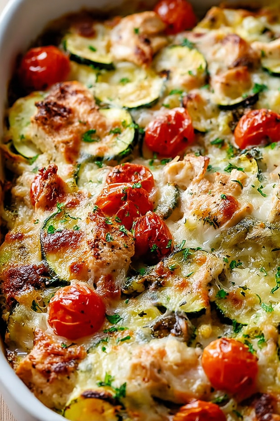 Best Mediterranean Chicken Zucchini Bake