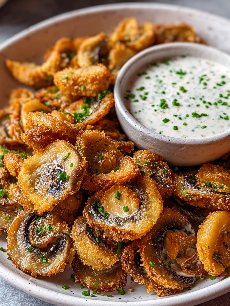 Fried Sliced Mushrooms with Ranch
