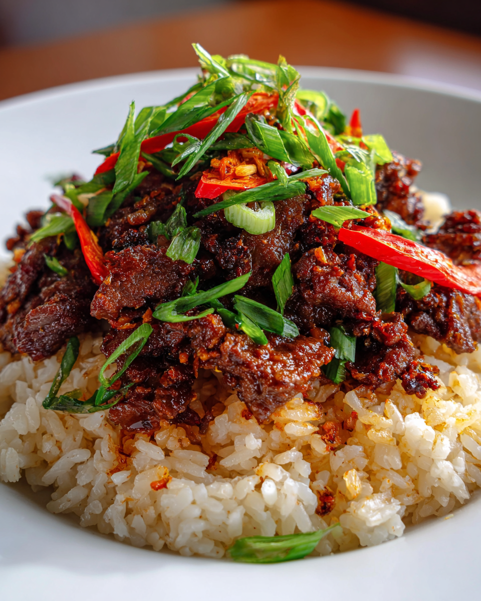 Crispy Chilli Beef Rice