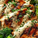 Grilled Chicken Broccoli Bowls with Creamy Garlic Sauce