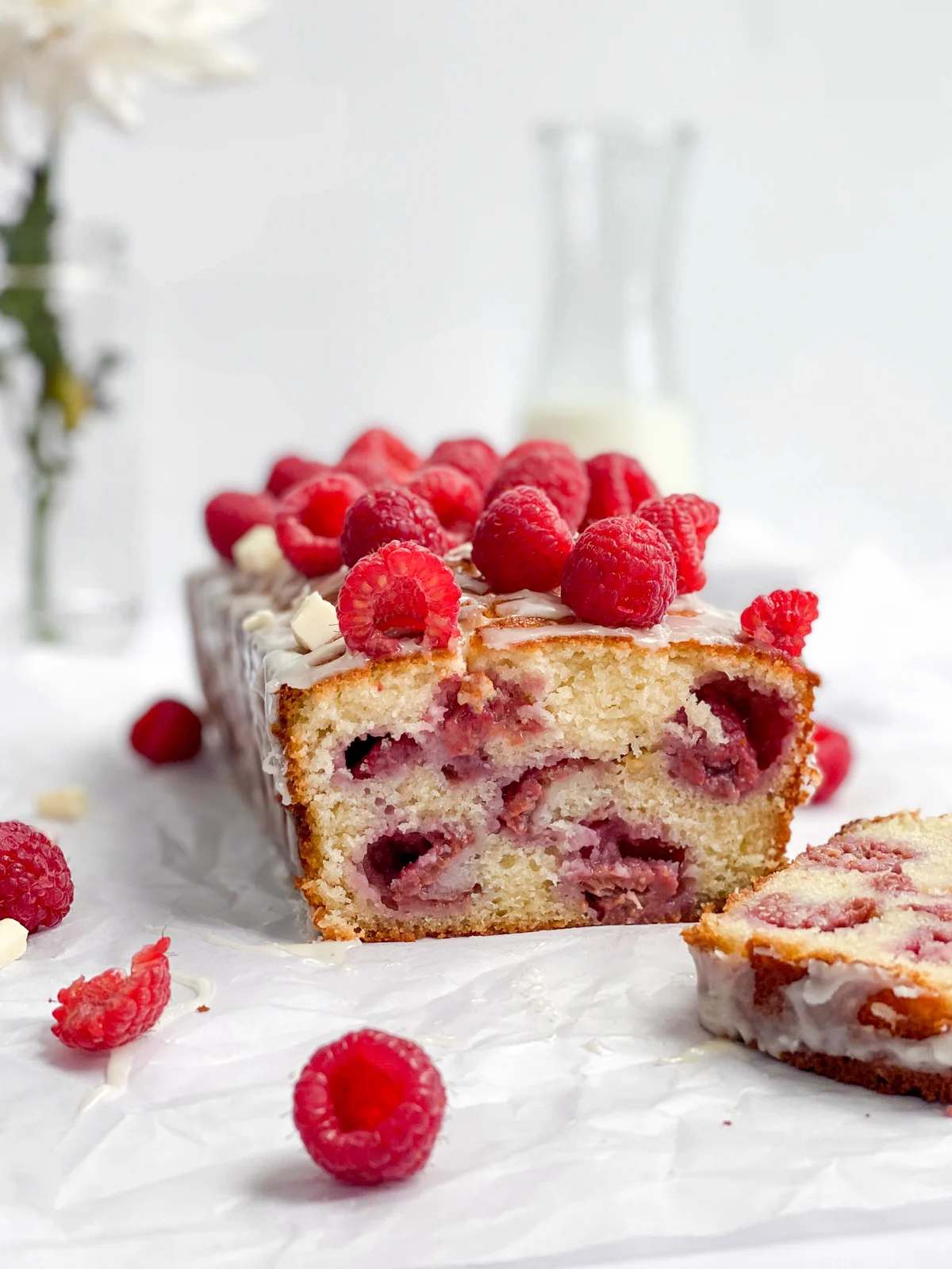 Raspberry White Chocolate Loaf Cake