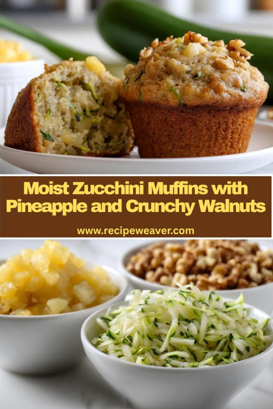 Moist Zucchini Muffins Pineapple Crunchy Walnuts