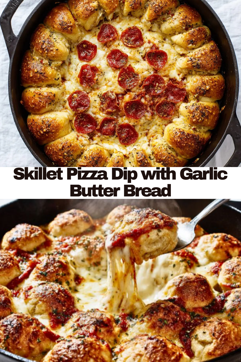 Skillet Pizza Dip with Garlic Butter Bread