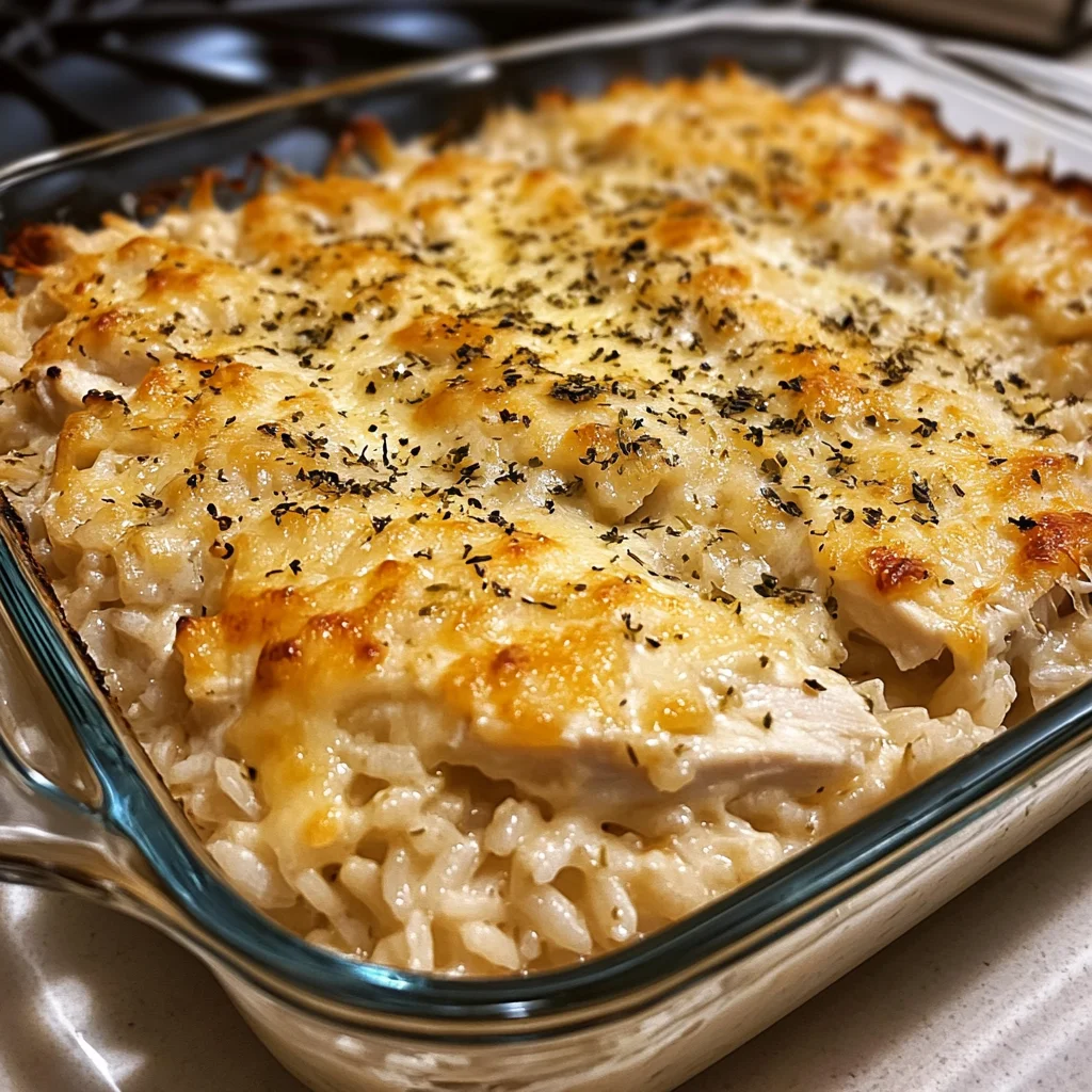 Garlic Butter Chicken and Rice Casserole