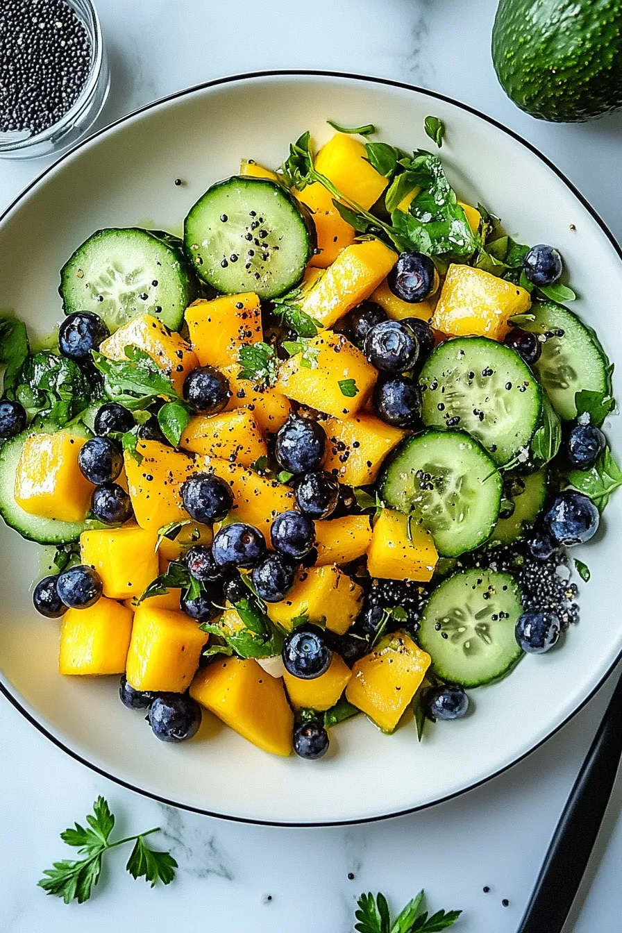 Mango Cucumber Salad with Blueberries and Avocado