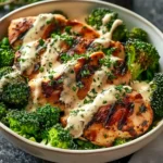 Grilled Chicken & Broccoli Bowls with Creamy Garlic Sauce