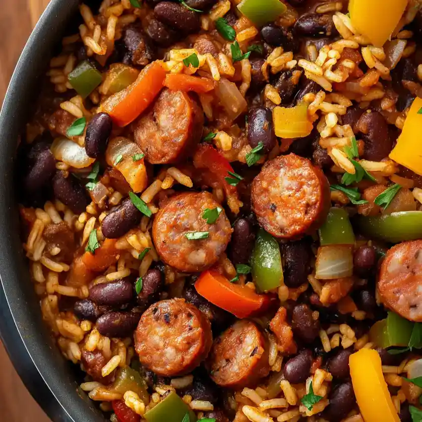 Hearty Black Beans and Rice with Sausage