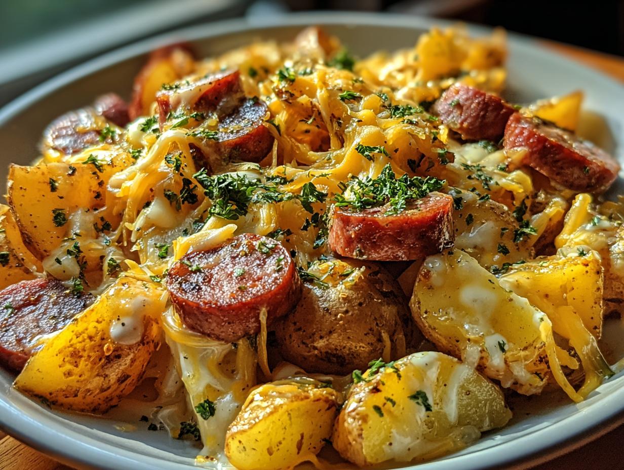 Cheesy Ranch Potatoes and Sausage Bake