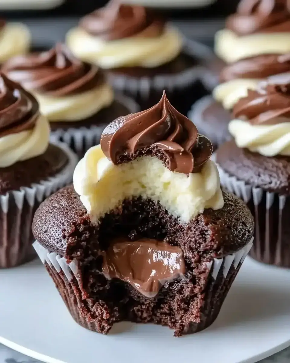Swirled Chocolate Cupcakes with Creamy Chocolate Filling