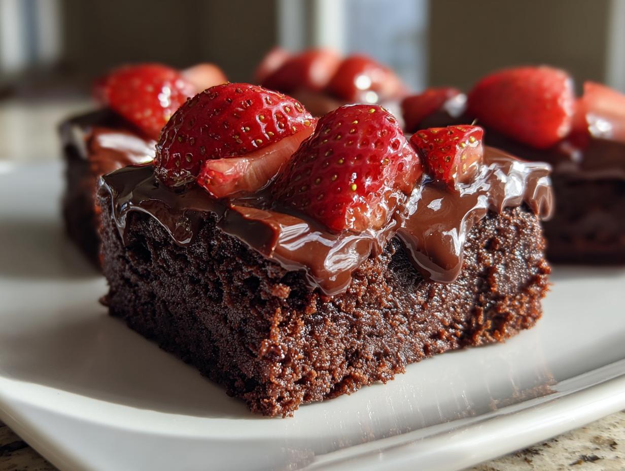 Decadent Chocolate Covered Strawberry Brownies