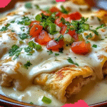 Chicken Enchiladas with Sour Cream White Sauce