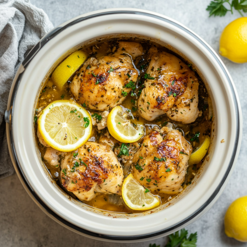 Lemon Garlic Chicken Made Easy in a Slow Cooker
