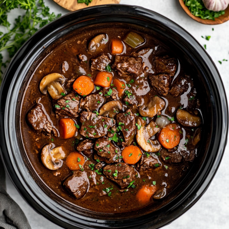 Savory Slow Cooker Beef Bourguignon Recipe