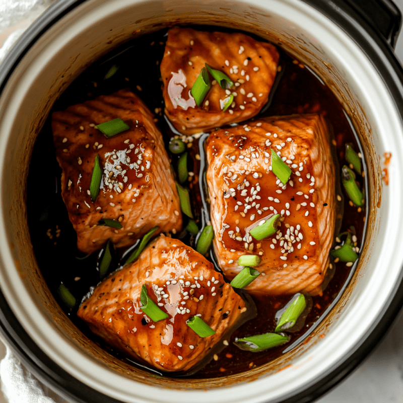Savory Slow Cooker Honey Garlic Glazed Salmon