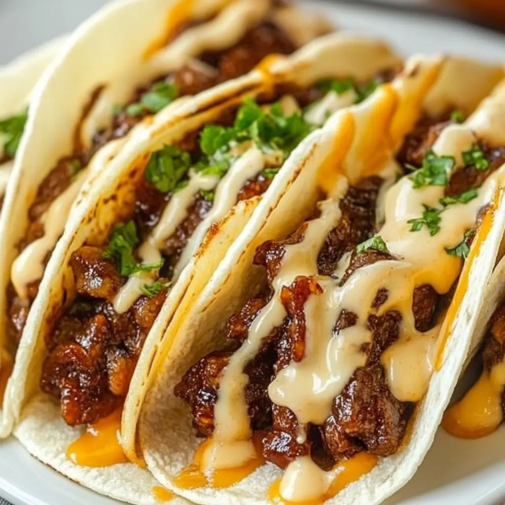 Garlic Butter Honey BBQ Beef Tacos