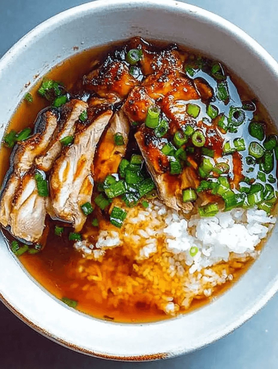 Caramelised Soy Chicken in Garlic Ginger Broth with Rice
