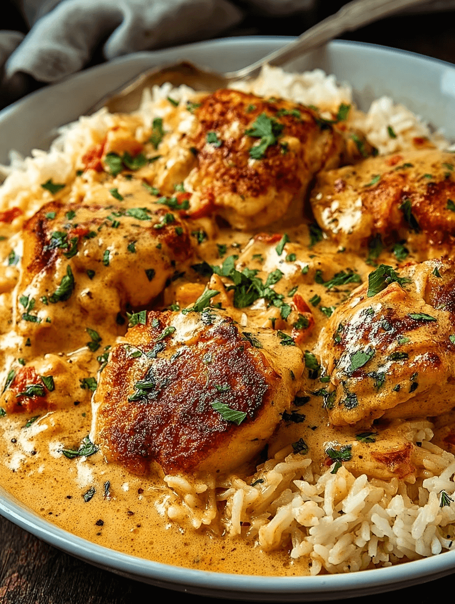 Savory Smothered Chicken and Rice Dish