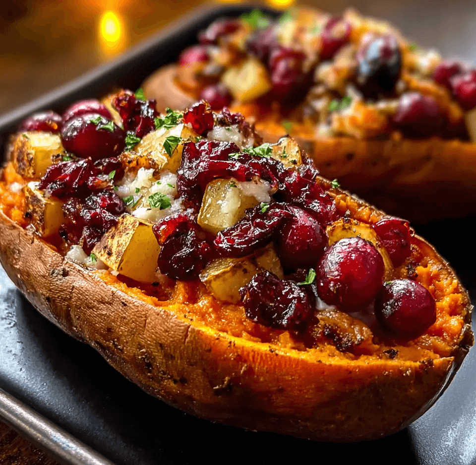 Cranberry Apple Twice Baked Sweet Potatoes