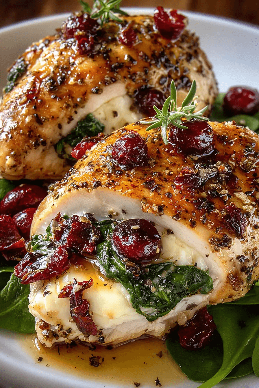 Cranberry & Spinach Stuffed Chicken with Brie