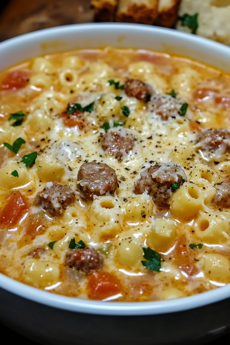Creamy Parmesan Italian Sausage Ditalini Soup Recipe