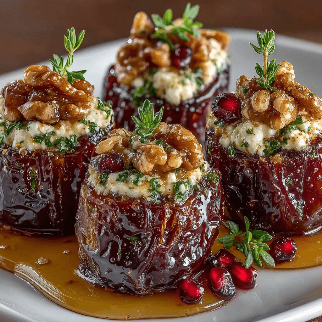 Delicious Feta-Parmesan Stuffed Dates with Honey-Walnut Crunch