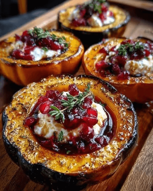 Honey-Glazed Acorn Squash with Goat Cheese and Cranberries