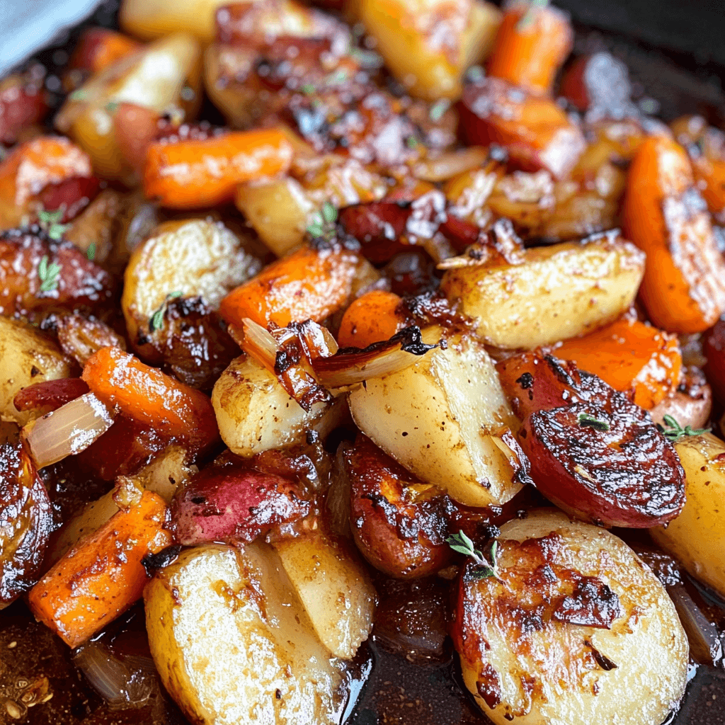 Maple Dijon Roasted Apples and Carrots Dish
