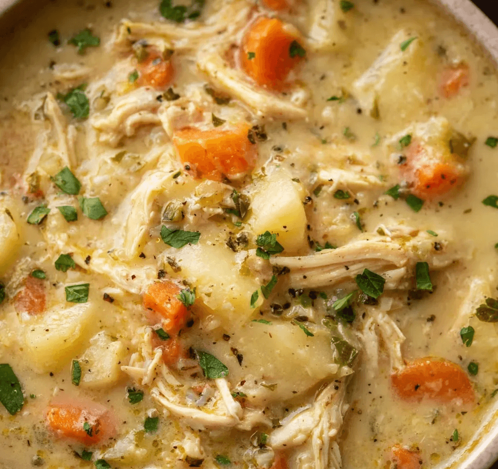 Satisfying High Protein Chicken Pot Pie Soup Recipe