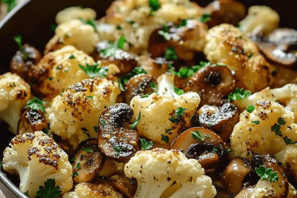 Savory Garlic Cauliflower Mushroom Skillet Dish