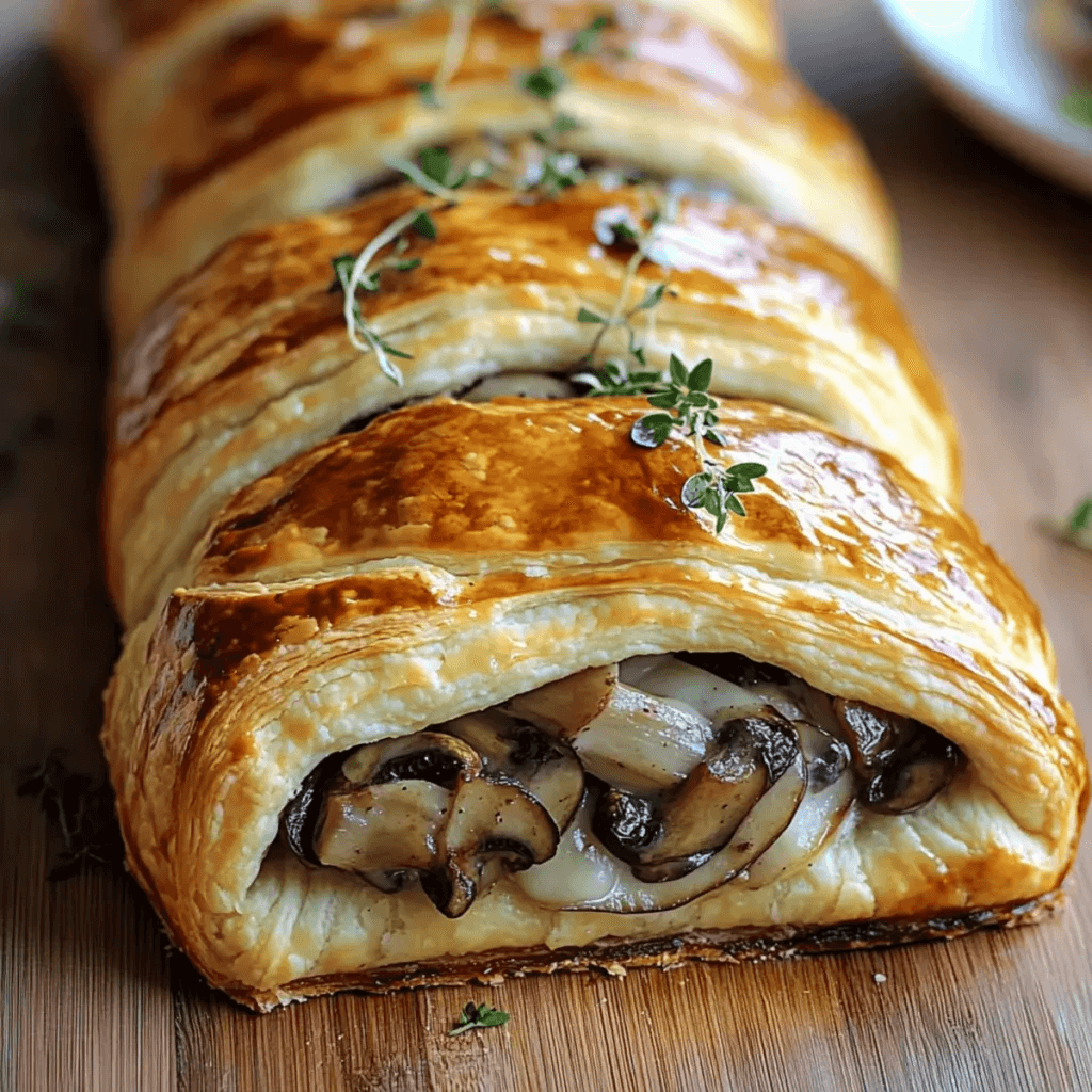 Savory Mushroom Gruyère Puff Pastry Braid