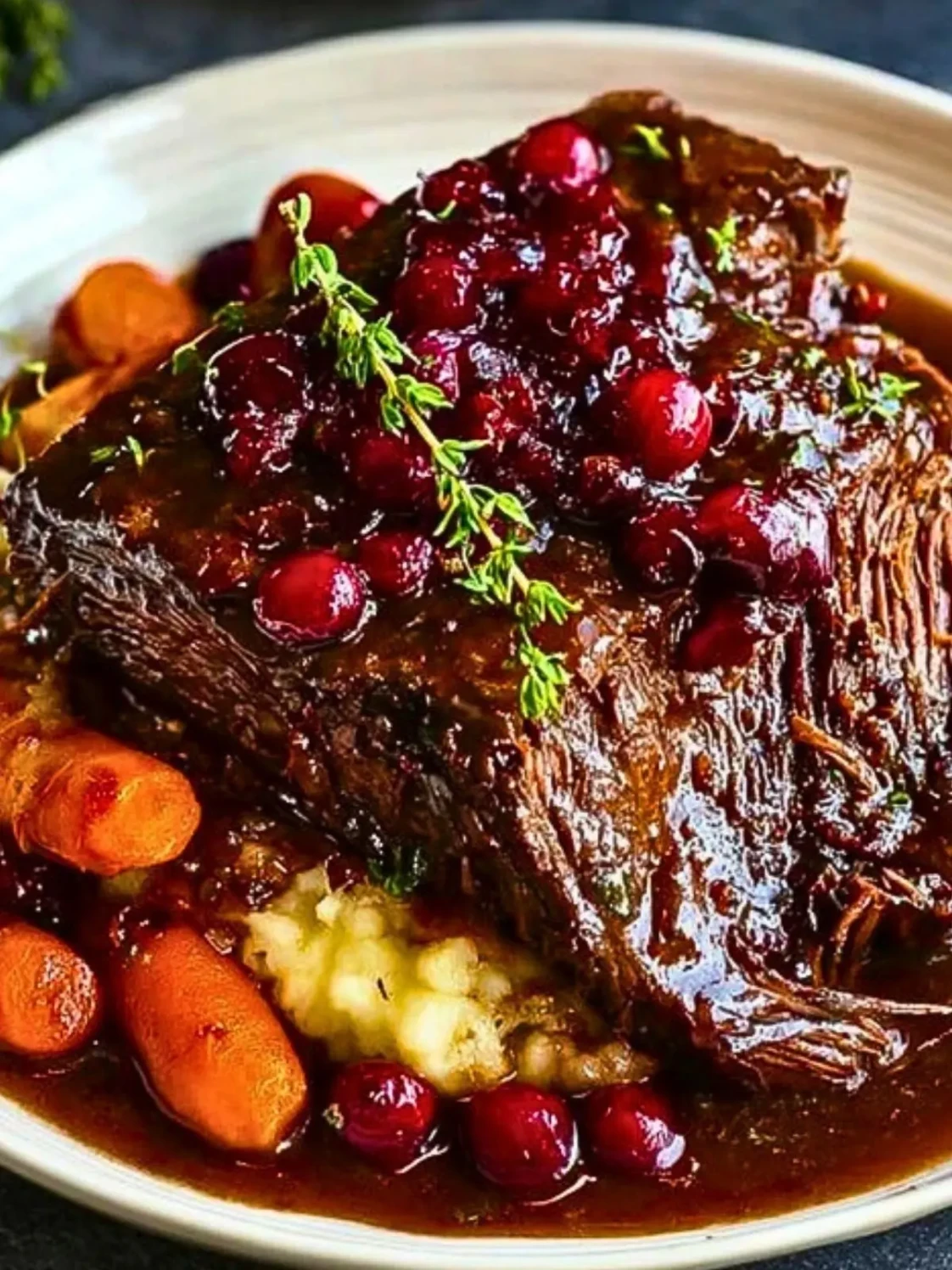 Incredible 4-Hour Slow-Braised Beef Roast with Cranberry Balsamic Glaze