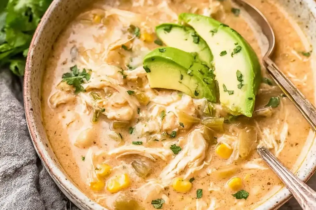 Incredible 6-Ingredient Slow Cooker Creamy Green Chile Chicken Enchilada Soup