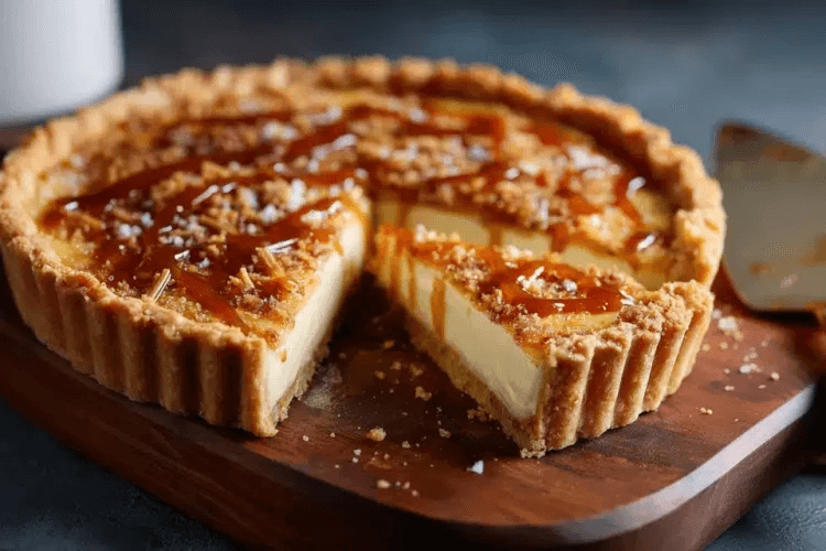 Decadent Eggnog Crème Tart with Caramel Shards