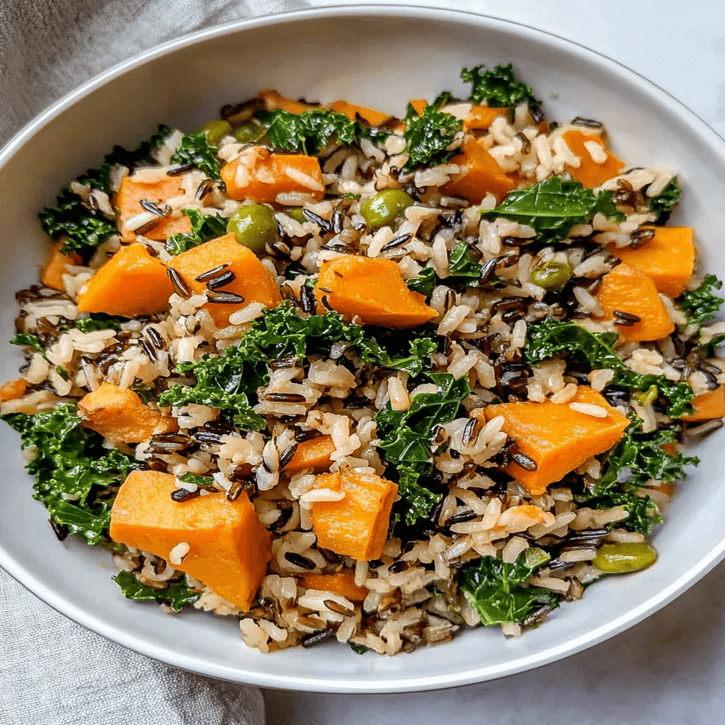Delicious Sweet Potato Kale Wild Rice Pilaf Recipe